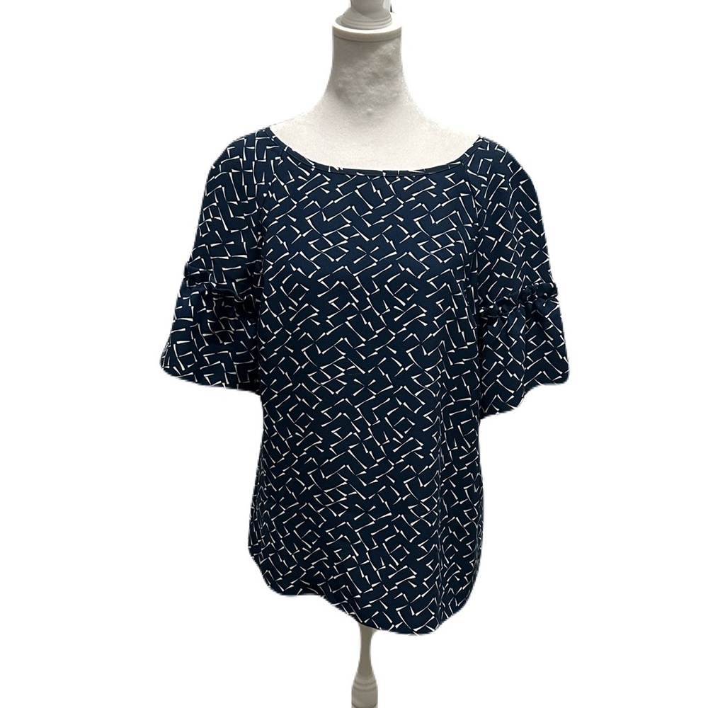 BANANA REPUBLIC Geometric Print Flutter Sleeve Top